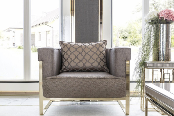 Living room set gray 2x armchair beautiful design elegant side table new 3 pieces.