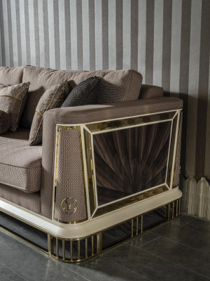 Sofa 3 Seater Brown Living room Luxury Design Elegant Style Furniture Sofas