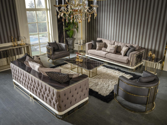 Three Seater Sofa Couch Living room Furniture Luxury Sofas Couches Metal Textile