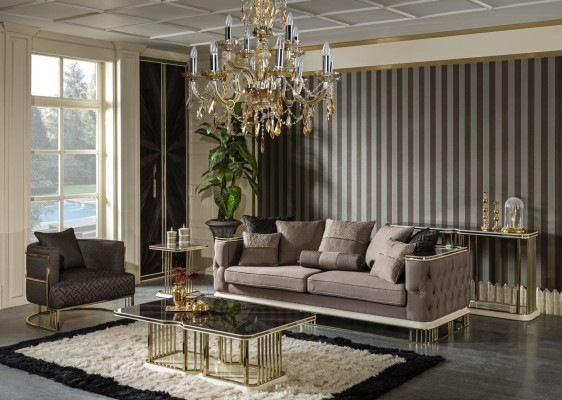 Three Seater Sofa Couch Living room Furniture Luxury Sofas Couches Metal Textile