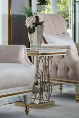 Armchair Chesterfield Furniture Table Set 2x Single Seater Set Couch Sofa 3pcs.