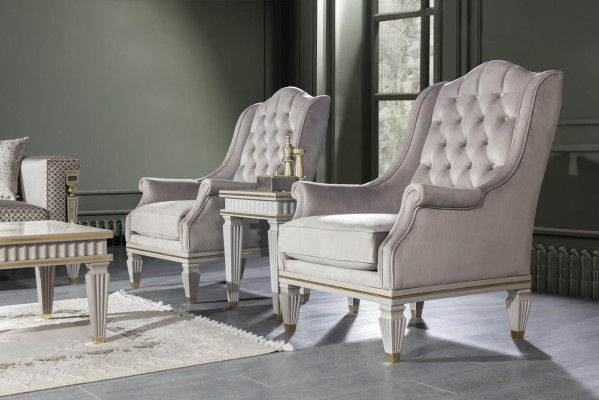 Modern Chesterfield Luxury Furniture – 3 pieces. Set with armchair and side table