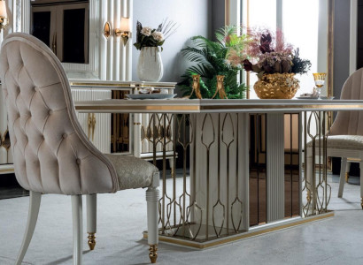 Dining room set white dining table beautiful 4x chairs modern elegant design new 5 pieces.