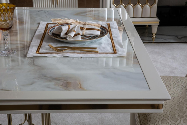 Dining room set white dining table beautiful 4x chairs modern elegant design new 5 pieces.