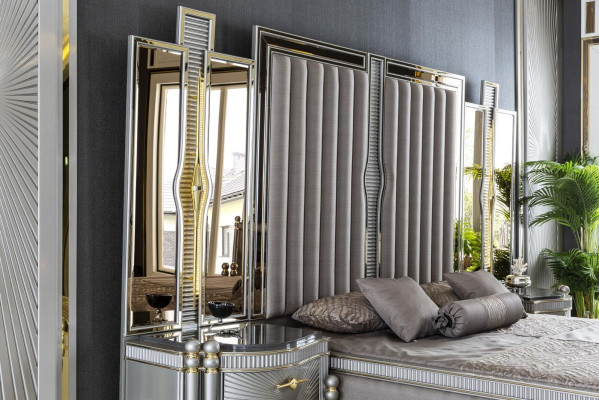 Bedroom Set Brown Bed 2x Bedside table Dressing table Mirror 5 pcs.
