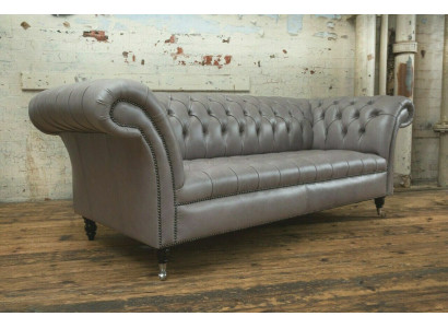 Gray Chesterfield three-seater exclusive living room couch