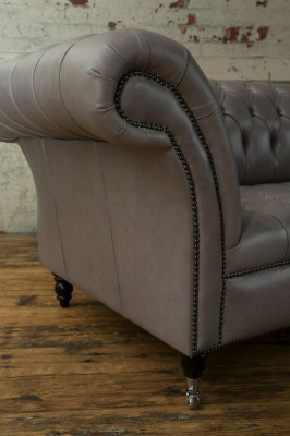 Gray Chesterfield three-seater exclusive living room couch