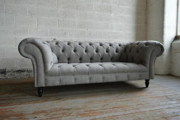 Design Chesterfield Sofa 3 Couch Sofa Set Fabric Upholstery Leather Three Seater Couches