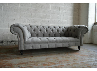 Design Chesterfield Sofa 3 Couch Sofa Set Fabric Upholstery Leather Three Seater Couches