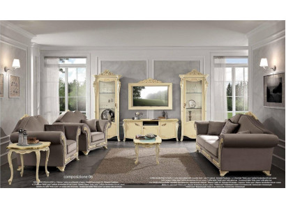 Living room Set Sofa set Wood Living room Classic Design Italy Set 9 pieces.
