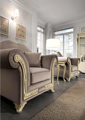 Living room Set Sofa set Wood Living room Classic Design Italy Set 9 pieces.