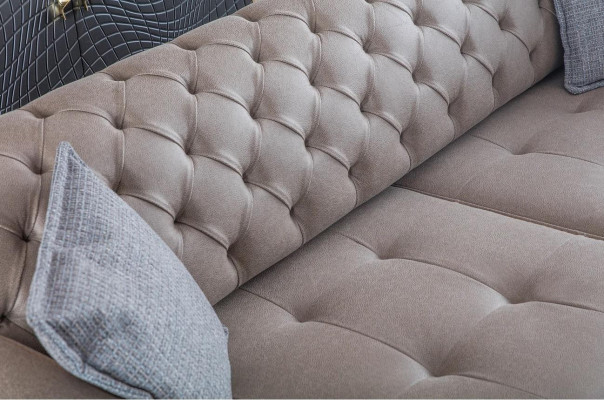 Sofa 4 Seater Design Sofas Upholstery Gray Textile Relax Seat Furniture Modern