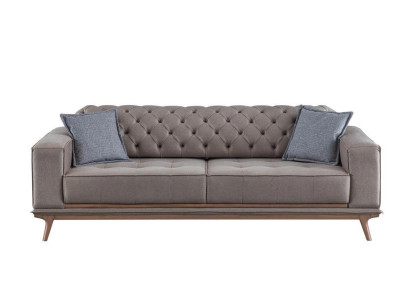 Sofa 4 Seater Design Sofas Upholstery Gray Textile Relax Seat Furniture Modern