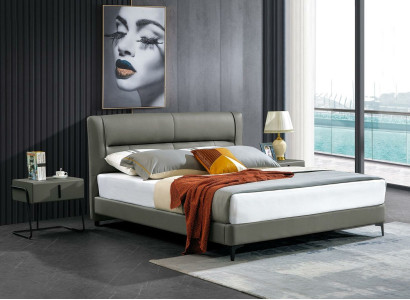 Leather Bed Complete's Bedroom Bed Nightstands 3 pcs. Suite hotel