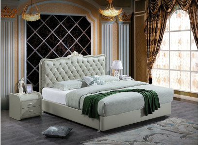 Leather bed Bedroom Complete's Bed 3 pcs. Suite Hotel Sets Bedside Tables.
