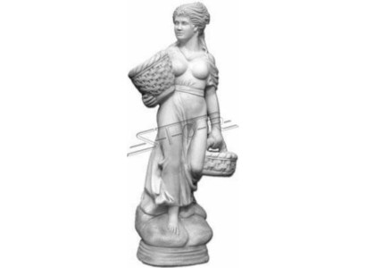 Antique style figure woman with basket garden designer figures sculpture