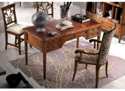 Desk and Chair from Wood with Armrests Bookshelf Office furniture Design 4pcs