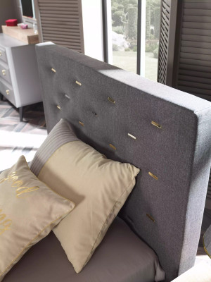 Bed 100 cm Bed frame e Bed frame Childrens bed Youth bed Fabric Gray