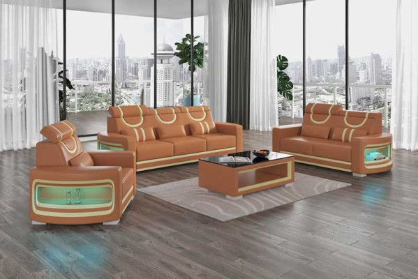 Sofa set luxury complete e sofa set brown imitation leather sofa 321