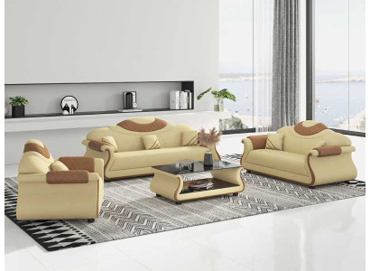 Complete e couch set sofa set 3-piece sofas leather sofas sofa brown