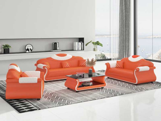 Complete e couch set sofa set 3-piece sofas leather sofas sofa brown