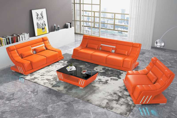 Sofa set Luxury Complete e Couch set White Imitation leather Sofa 321