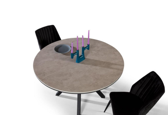 Round Dining table Extendable Dining room table Kitchen table Wood Gray Tables