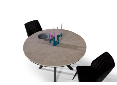 Round Dining table Extendable Dining room table Kitchen table Wood Gray Tables