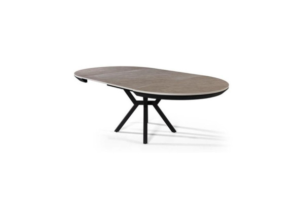 Round Dining table Extendable Dining room table Kitchen table Wood Gray Tables