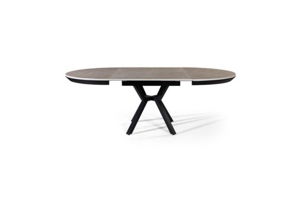 Round Dining table Extendable Dining room table Kitchen table Wood Gray Tables