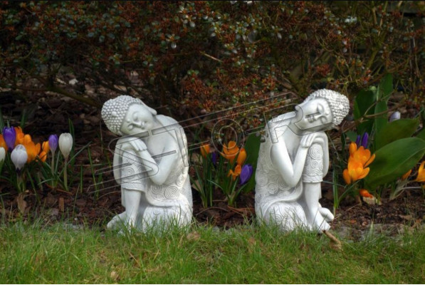 Decorative Buddha sculpture in stone effect. Large sculpture for garden figure