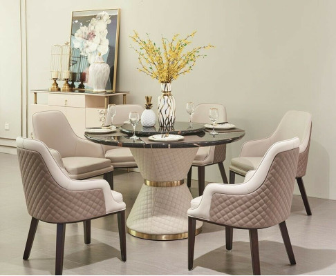 Design Wood Table Round Dining table Round Dining Tables 130cm Luxury Class Living room