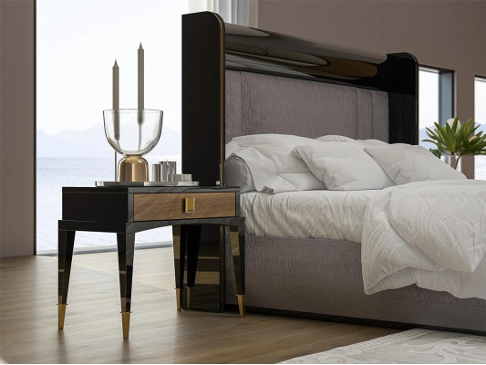 Luxury Set 6pcs Double Bed Bedroom Chest of drawers with Mirror 2x Bedside tables