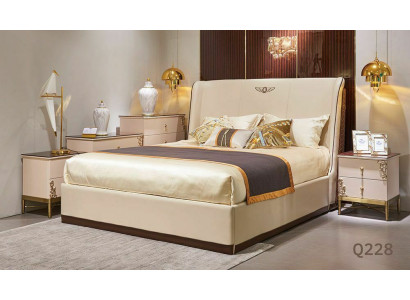 Designer Bed Bedroom Double bed Beds Luxury Leather Hotel Upholstery