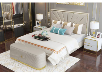 Bed Beds Upholstery Double Marriage Hotel Luxury Leather Modern Designer Bedroom