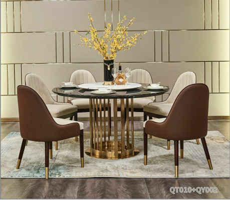 stainless steel Dining table Round Table Design Luxury Italian Furniture Round