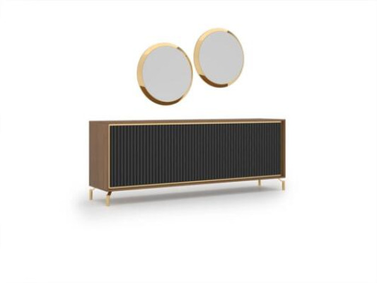Dining room Modern Dining set Sideboard with 2x Mirror Luxury Wood Furniture