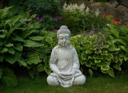 Figure Buddha sculpture in stone effect. Large sculpture for decorative garden