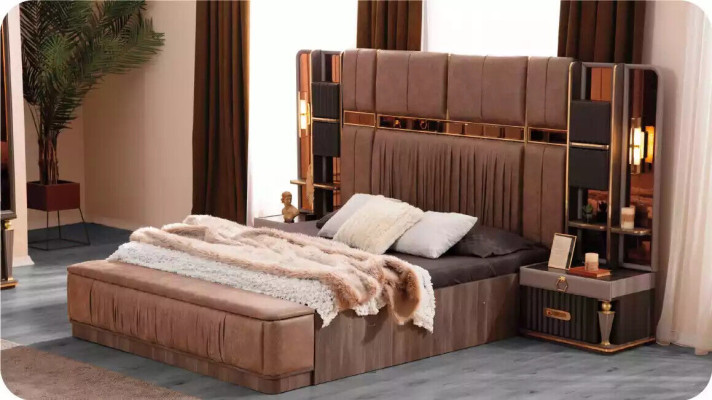 Suite Luxury Bedroom Double bed Suite Bed Set 4pcs Beige