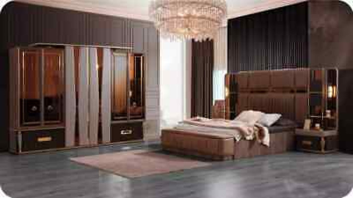 Suite Luxury Bedroom Double bed Suite Bed Set 4pcs Beige