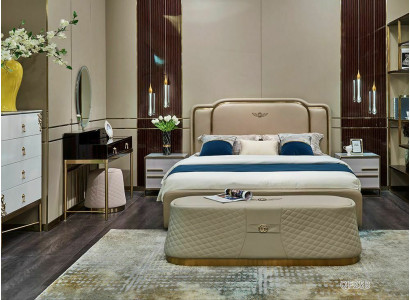Hotel Bed Luxury Design Beds Upholstery Metal Leather Bedroom XXL