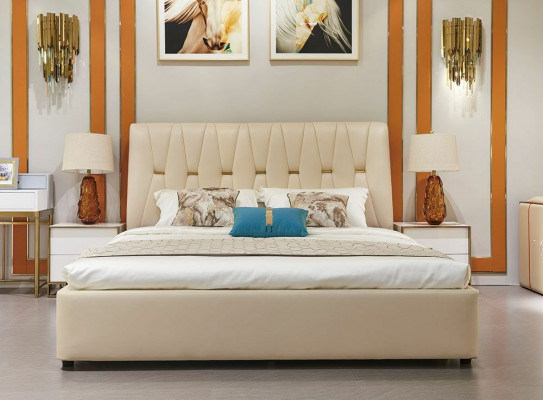 Complete Sets Beds Bed 2x Bedside table 3pcs. Bedroom Set Designer