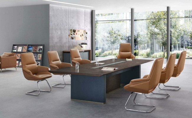 Conference room meeting table + 6x chairs training tables tables 7 pieces.