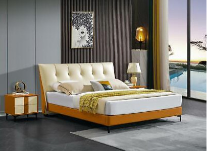 Leather Bed Luxury Beds Double Marriage Upholstery Hotel Complete Set