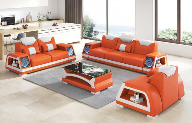 Complete e couch set sofa set leather sofas sofa 3-piece sofas brown