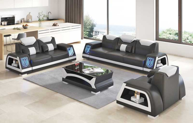 Complete e couch set sofa set leather sofas sofa 3-piece sofas brown