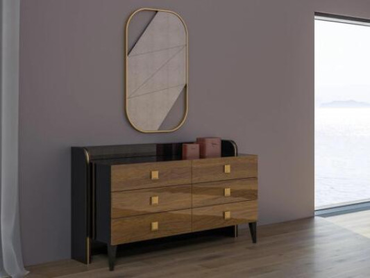 Modern Luxury Bedroom Chest of drawers with Mirror Design Wardrobe Furniture