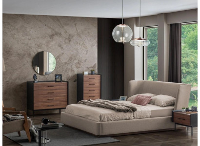 Modern Bedroom Design Complete 3pcs 2x Chest of drawers Round Mirror