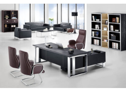 Modern office set designer furniture desk shelves filing cabinet 2 pieces.
