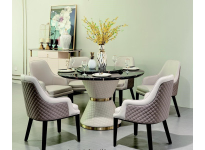 Round Dining table Round Table Living room Kitchen 130cm Luxury Leather